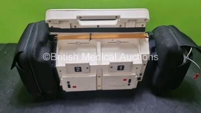 Medtronic Lifepak 12 Biphasic Defibrillator *Mfd 2002* P/N VLP12-02-003298 (Powers Up and Passes Self Test) Including ECG, SpO2, NIBP Options with 1 x Ref 1111-000021 4 Lead ECG Lead, 1 x Ref 11111-000023 6 Lead ECG Lead, 2 x Batteries, 1 x Paddle Lead, 1 - 8