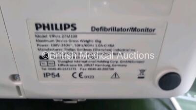 Philips Efficia DFM100 Defibrillator *Mfd 2020* (Powers Up) Including Pacer, ECG, CO2 and Printer Options with , 1 x Philips CO2 Sensor Module 1 x 3 Lead ECG Lead, 1 x Paddle Lead *SN CN32640149* - 8