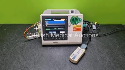 Philips Heartstart XL+ Defibrillator Including ECG and Printer Options with 1 x Paddle Lead, 1 x M3725A Test Load,1 x 3 Lead ECG Lead and 1 x Battery