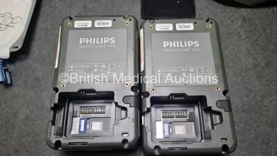 2 x Philips Heartstart FR3 Defibrillators (Both Power Up with Stock Battery, Stock Battery Not Included) In Carry Cases *SN C12F00389 / C12F00629* - 3