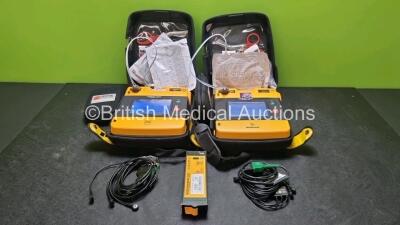 2 x Medtronic Physio Control Lifepak 1000 Defibrillators *Mfd 2016 / 2008* (Both Power Up) with 2 x 3 Lead ECG Lead , 4 x in Date Electrode Packs and 3 x Physio Control 1000 Batteries *Li/Mn02*