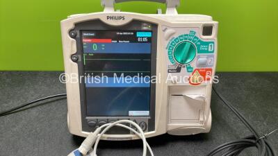 Philips Heartstart MRx Defibrillator Including Pacer, ECG and Printer Options with 1 x 3 Lead ECG Lead, 1 x Paddle Lead, 1 x M3539A Module, 1 x M3538A Battery and 1 x Philips M3725A Test Load (Powers Up) - 2