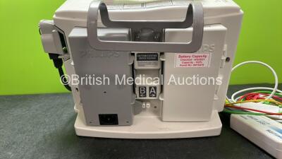 Philips Heartstart MRx Defibrillator Including Pacer, ECG and Printer Options with 1 x 3 Lead ECG Lead, 1 x Paddle Lead, 1 x M3539A Module, 1 x M3538A Battery and 1 x Philips M3725A Test Load (Powers Up) - 5