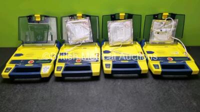 4 x Cardiac Science Powerheart AED G3 Automated External Defibrillators (All Power Up with Stock Battery Stock Battery Not Included) with 1 x In Date Electrode Packs