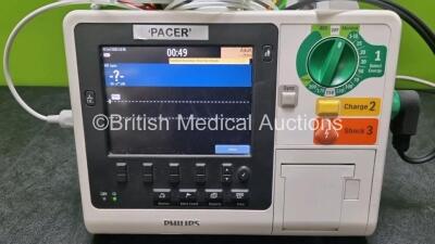 Philips Heartstart XL+ Defibrillator (Powers Up) Including Pacer, ECG and Printer Options with 1 x Paddle Lead and 1 x 3 Lead ECG Lead - 2