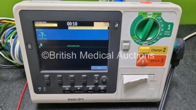 Philips Heartstart XL+ Defibrillator (Powers Up) Including Pacer, ECG, SpO2 and Printer Options with 1 x 3 Lead ECG Lead, 1 x Paddle Lead and 1 x Battery *SN US91202234* - 2