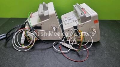 2 x Philips Heartstart XL+ Defibrillators (Both Power Up) Including ECG and Printer Options with 2 x ECG Lead and 1 x Paddle Leads - 4