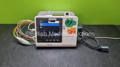 Philips Heartstart XL+ Defibrillator (Powers Up) Including Pacer, ECG and Printer Options with 1 x Paddle Lead and 1 x 3 Lead ECG Lead