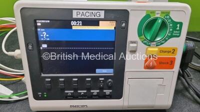 Philips Heartstart XL+ Defibrillator (Powers Up) Including Pacer, ECG and Printer Options with 1 x Paddle Lead and 1 x 3 Lead ECG Lead - 2