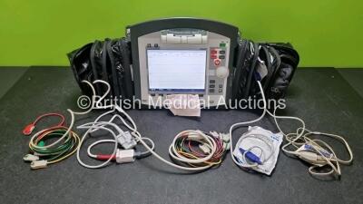 GS Corpuls3 Slim Defibrillator Ref : 04301 (Powers Up) with Corpuls Patient Box Ref : 04200 (Powers Up) with Pacer, Oximetry, ECG-D, ECG-M, CO2, CPR, NIBP and Printer Options, 4 and 6 Lead ECG Leads, SPO2 Finger Sensor, Hose, Paddle Lead, CO2 Cable, 3 x B