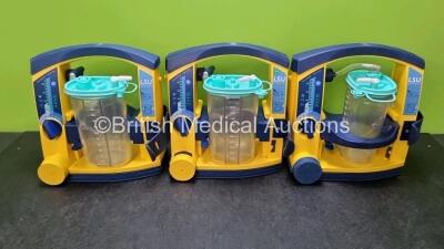 3 x LSU Laerdal Suction Units (All Power Up) with 3 x Cups and 3 x Batteries (All Power Up) *SN 78081859344 / 78271469690 / 78201467924*