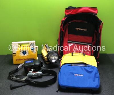 Job Lot Including 1 x Spencer Ambulance Bag, 1 x Streamlight Torch, 1 x Laerdal Premier Suction Unit and 1 x NMI Safety Belt System