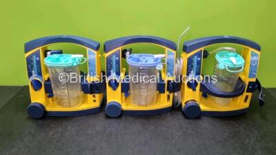 3 x LSU Laerdal Suction Units (All Power Up) with 3 x Cups and 3 x Batteries (All Power Up) *SN 78232086556 / 78271469780 / 78101354927*