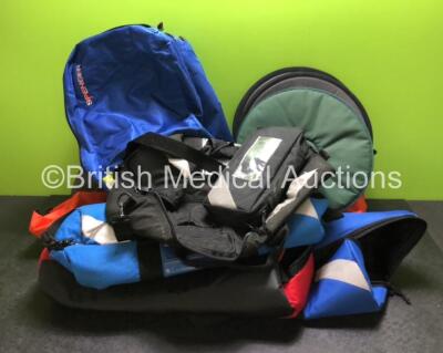 Job Lot Including 6 x Ambulance Bags, 3 x Pediturn Cushions, 1 x Unknown Cushion and 1 x Telford Extrication Device in Bag *in cage*