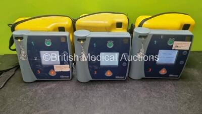 3 x Laerdal Heartstart FR2 Defibrillators (All Power Up) In Carry Case with 1 x Philips M3863A Battery *Install Before 2025*