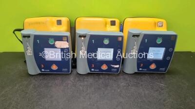 3 x Laerdal Heartstart FR2+ Defibrillators (All Power Up with Stock Battery, Battery Not Included) In Carry Case