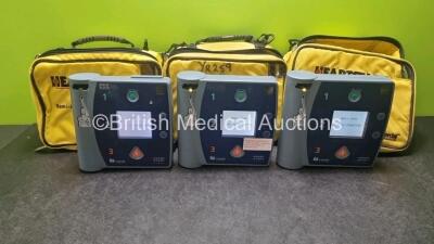 3 x Laerdal Heartstart FR2+ Defibrillators (All Power Up) In Carry Case with 1 x Philips M3863A Battery *Install Before 2024*