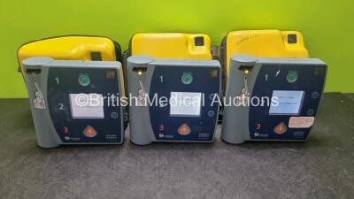 3 x Laerdal Heartstart FR2+ Defibrillators (All Power Up) In Carry Case with 1 x Philips M3863A Battery *Install Before 2024*