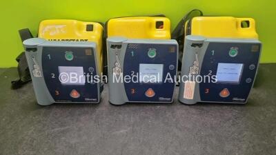 3 x Laerdal Heartstart FR2 Defibrillators (All Power Up) In Carry Case with 1 x Philips M3863A Battery *Install Before 2025*