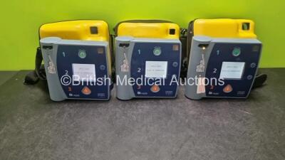 3 x Laerdal Heartstart FR2+ Defibrillators (All Power Up with Stock Battery, Battery Not Included) In Carry Case