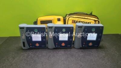 3 x Laerdal Heartstart FR2+ Defibrillators (All Power Up) In 2 x Carry Cases with 1 x Philips M3863A Battery *Install Before 2025*