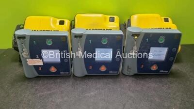 3 x Laerdal Heartstart FR2 Defibrillators (All Power Up) In Carry Case with 1 x Philips M3863A Battery *Install Before 2024*