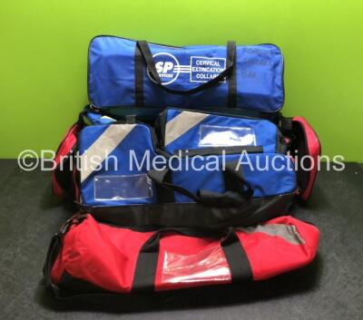 Job Lot Including 5 x Ambulance Bags, 2 x Headrest Blocks and 4 x Laerdal Extrication Collars