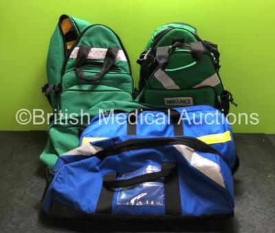 Job Lot Including 2 x Paramedic Backpacks and 3 x Ambulance Bags