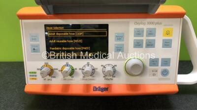 Drager Oxylog 3000 Plus Transport Ventilator Software Version 01.07 with 1 x Power Supply (Powers Up) - 3