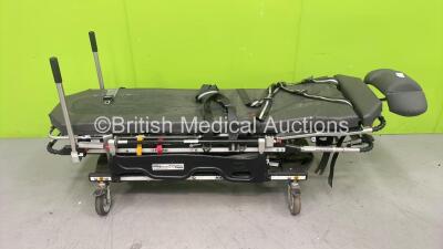 Ferno Harrier LT Electric Ambulance Stretcher with Mattress and Head Rest (Powers Up with Donor Battery - No Battery Included in Lot - Missing 1 x Side Rail - 1 x Side Rail Attachment will Not Lock in Position) *S/N HAR1120*