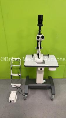 Grafton Optical Slit Lamp with 2 x 12.5x Eyepieces and Chin Rest on Motorized Table (Unable to Test Due to Power Supply Not Fitted)
