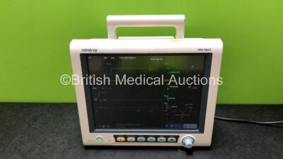 Mindray IPM-9800 Patient Monitor *Mfd - 2011* with SPO2, T1, T2, NIBP, ECG, IBP1, IBP2, CO2, Printer Options and Water Trap (Powers Up with Damage to Handle - See Photos)