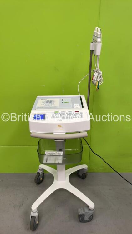 Mortara ELI 250c ECG Machine on Stand with 10 Lead ECG Lead (Powers Up with Damage-See Photo) *SN 119470000067*