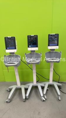 3 x Mindray VS-900 Patient Monitor on Stands Including SpO2 and NIBP Options (All Power Up 1 with Missing Side Cover-See Photo) *SN FV-74016373, FV-13046625, NA*