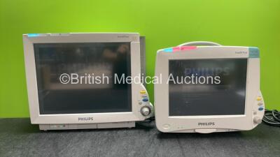 Job Lot Including 1 x Philips IntelliVue MP70 Patient Monitor (Powers Up with Missing Tag-See Photo) 1 x Philips IntelliVue MP50 Anesthesia Patient Monitor (Powers Up Up with Cracked Screen-See Photo)