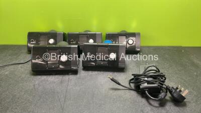 5 x ResMed AirSense 10 Autoset CPAP Units with 2 x AC Power Supplies (All Power Up, 3 with Missing Side Covers / Humidifier Units-See Photos)