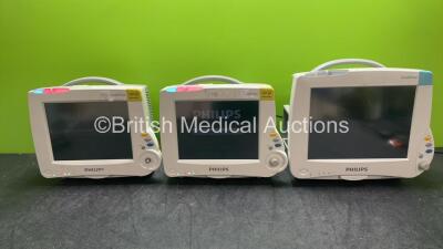 Job Lot Including 2 x Philips IntelliVue MP30 Neonatal Patient Monitors (Both Power Up with Damage, 1 with Missing Dial-See Photo) 1 x Philips IntelliVue MP50 Patient Monitor (No Power)