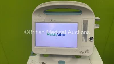 2 x Welch Allyn 6000 Vital Signs Patient Monitors On Stands (Both Power Up with Damage-See Photos) *SN 100034261116, 100032371115* - 2