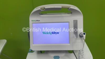 2 x Welch Allyn 6000 Vital Signs Patient Monitors On Stands (Both Power Up with Damage-See Photos) *SN 100034261116, 100032371115* - 3