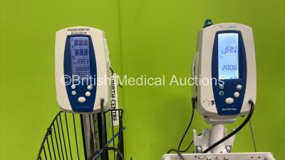 4 x Welch Allyn Vital Signs Monitors on Stands with 4 x AC Power Supplies (All Power Up) - 2