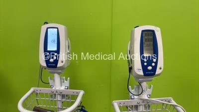 4 x Welch Allyn Vital Signs Monitors on Stands with 4 x AC Power Supplies (All Power Up) - 3