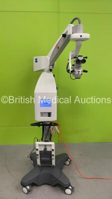 Zeiss OPMI Lumera i Surgical Ophthalmic Microscope Ref 6633 with Binoculars, 2 x 10 x Eyepieces, Zeiss 175 APO Lens and Footswitch on Zeiss Stand (Powers Up with Good Bulb) *Mfd 2012* with Zeiss Procase Transport Flight Case