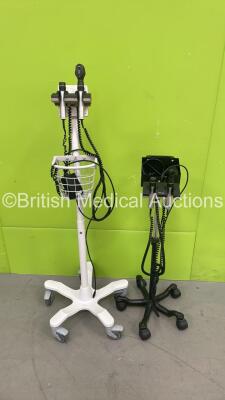 2 x Keeler Otoscope / Ophthalmoscope Sets on Stands with 4 x Handpieces and 2 x Head (Both No Power - Possible Spares and Repairs) *S/N NA*