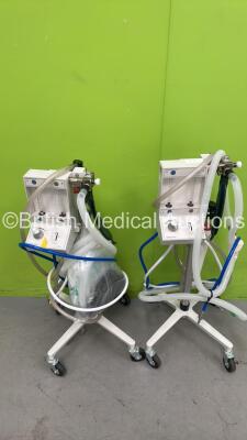 2 x McKesson Oxygen / Air Blenders on Stands with Hoses *S/N MC11735 / MC11736*