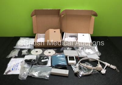 Job Lot Including 1 x Spacelabs OnTrak Monitor with BP Cuff and Hose (Powers Up) and Various Spacelabs Cables and Accessories *SN 90227-006687*