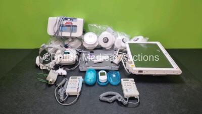 Mixed Lot Including 1 x Huntleigh FD1 Dopplex Doppler, 1 x Huntleigh Super Dopplex 2, 1 x Carefusion Baby CO Spirometer, 1 x Pentax OL-Z3 Earth Cable Box, 1 x Ombra Table Top Compressor, 2 x One Touch Verio Pro+ Glucose Monitors, 1 x Inditherm Alpha Plus 