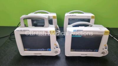 4 x Philips IntelliVue MP30 Patient Monitors (All Power Up, 1 x Damage to Casing - See Photo) * DE72869461 / DE73877692 / DE72869453 / DE72877697*