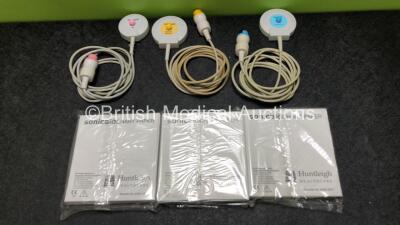 Job Lot Including 3 x Sonicaid Fetal Monitor Transducer / Probes *All Untested* and 3 x Huntleigh Sonicaid Chart Paper Packs - 2