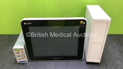 Job Lot Including 1 x Spacelabs Qube Model 91390 Touch Screen Patient Monitor (Untested Due to No Power Supply) 1 x Spacelabs 91496 Module Including ECG, P1-2, SpO2, T1-2, NIBP, hlo 1 and hlo 2 Options and 1 x Spacelabs 90499 Module Rack *SN 1496-101275 /