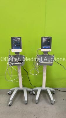 2 x Mindray VS-900 Patient Monitors on Stands (Both Power Up with Damage 1 with Broken Handle-See Photos) *SN FV77017629, FV77017632*